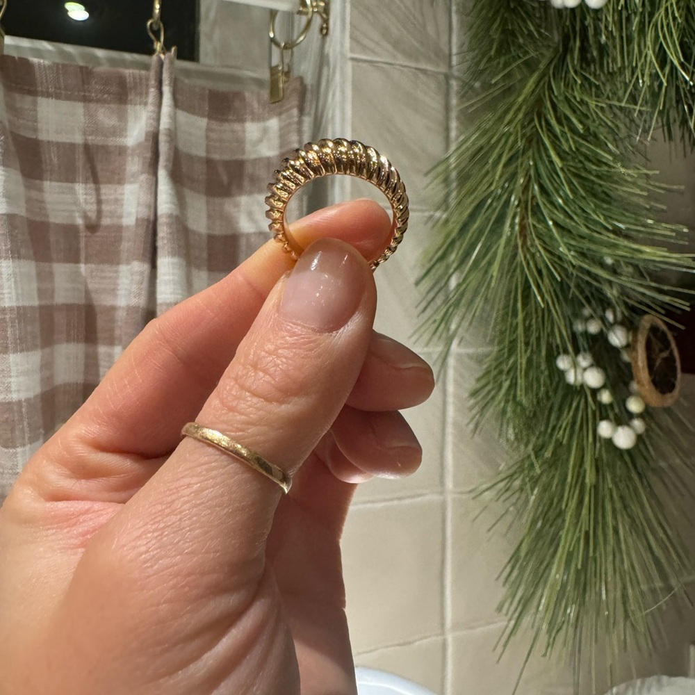 Brass, tarnish-resistant, gold croissant ring- size 7